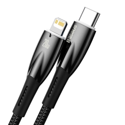 2m, Lightning - USB-C kaabel, juhe, kuni 20W: Baseus Glimmer - Must