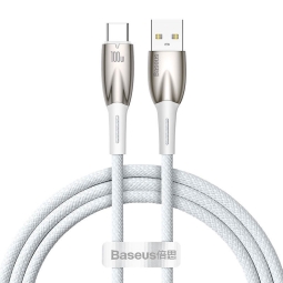 1m, USB-C - USB kaabel, juhe, kuni 100W: Baseus Glimmer - Valge