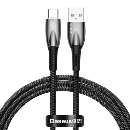 1m, USB-C - USB kaabel, juhe, kuni 100W: Baseus Glimmer - Must