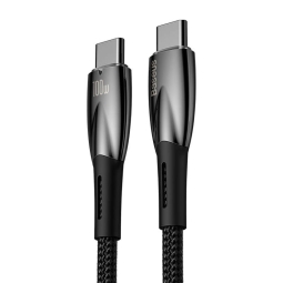 2m, USB-C - USB-C kaabel, juhe, kuni 100W: Baseus Glimmer - Must
