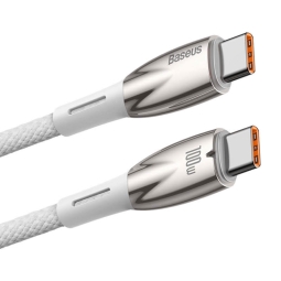 1m, USB-C - USB-C кабель, до 100W: Baseus Glimmer - Белый