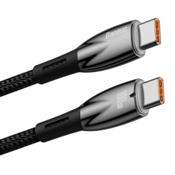 1m, USB-C - USB-C кабель, до 100W: Baseus Glimmer - Чёрный