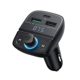 FM трансмиттер Ugreen CD229 (USB, Bluetooth 5.0, MicroSD), автомобильная зарядка: 1xUSB-C, 2xUSB до 20W, QuickCharge - Чёрный