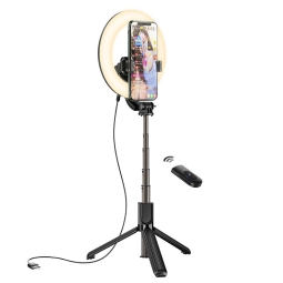 Selfie pulk, stick kuni 82cm, LED, Bluetooth: Hoco Live 03 - Must