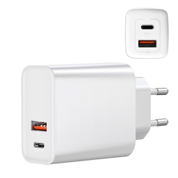 Charger 1xUSB-C + 1xUSB, up to 65W QuickCharge power adapter
