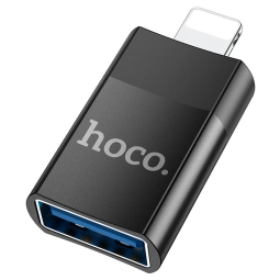 Lightning, male - USB, female, OTG adapter, üleminek: Hoco UA17 - Must