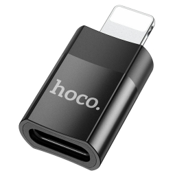 Lightning, male - USB-C, female, OTG adapter, üleminek: Hoco UA17 - Must