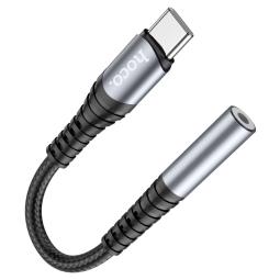 Adapter: USB-C, male, DAC - Audio-jack, AUX, 3.5mm, female: Hoco LS33 - Black