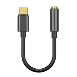 Adapter: 0.1m, USB-C, male, DAC - Audio-jack, AUX, 3.5mm, female - Black