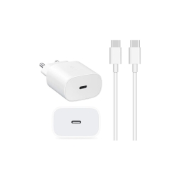 Charger USB-C: Cable 1m + Adapter 1xUSB-C, up to 25W QuickCharge