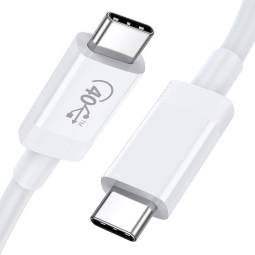 Кабель: 0.8m, USB-C: папа-папа - USBv4, 8K60Hz, 40Gbps - Белый