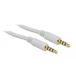 Cable: 2m, 4pin Stereo, Audio-jack, AUX, 3.5mm - White