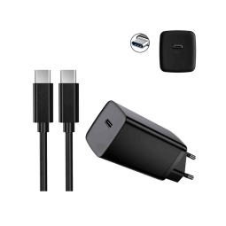 Laadija USB-C: Juhe 1m + Adapter 1xUSB-C, kuni 45W QuickCharge