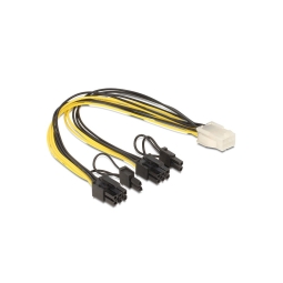 PC internal cable, adapter: 0.15m, PCI-E 6pin, male - 2x PCI-E 8pin (6+2), female