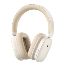 Wireless Headphones, Bluetooth 5.2, Hybrid ANC, music up to 70 hours, 40mm: Baseus Bowie H1 - White-Cream