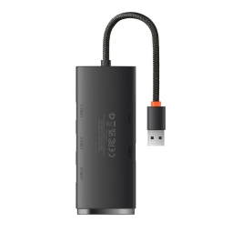 Делитель, хаб USB 3.0 hub: 4xUSB 3.0 + USB-C power, 0.25m: Baseus Lite - Чёрный