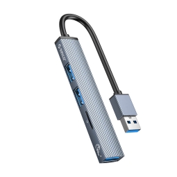 Hub USB 3.0 hub: 3xUSB 3.0 + MicroSD card reader, 0.1m: Orico A12F -  Dark Gray