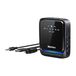 Аудио ресивер + трансмиттер Bluetooth 5.2 адаптер - AUX, SPDIF: aptX HD, аккумулятор до 20 часов: BlitzMax BT06 - Чёрный