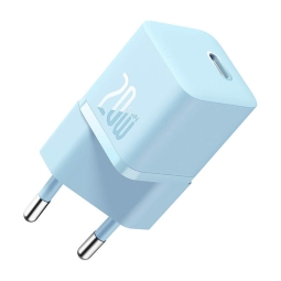 Charger 1xUSB-C, up to 20W, QuickCharge up to 9V 2.22A: Baseus Mini GaN5 - Light Blue