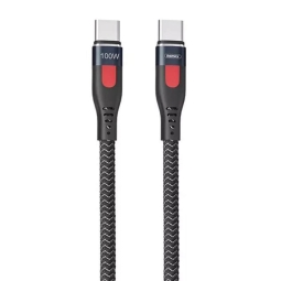 1m, USB-C - USB-C кабель, до 100W: Remax 187C - Чёрный