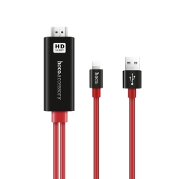 Cable: 2m, Lightning - HDMI, FullHD: Hoco UA4 -  Red