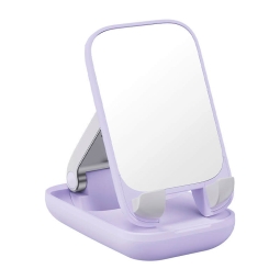 Phone desktop stand, with a mirror, Baseus Seashell - Purple