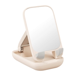 Phone desktop stand, with a mirror, Baseus Seashell - Beige