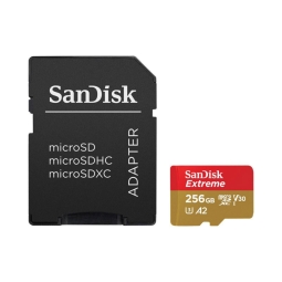256GB microSDXC memory card Sandisk Extreme, up to W130/R190