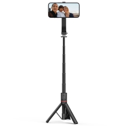 Selfie stick, tripod, up to 100cm, Magnet, Magsafe, Bluetooth, 198g: Tech L04S - Black