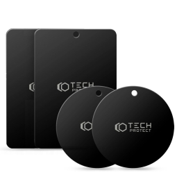 Металлические пластинки для магнитных держателей, 4 пластинки: Tech - Чёрный