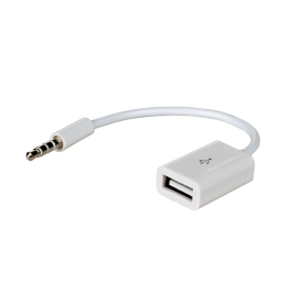 Adapter: 4pin, Audio-jack, AUX, 3.5mm, male - USB, female - White