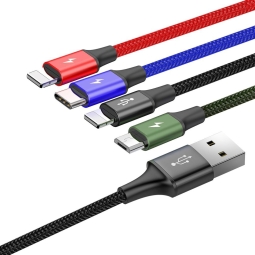 Baseus cable: 4in1, 1.2m, USB - 2x Lightning, iPhone, iPad + 1x USB-C, Type-C + 1x Micro USB: Rapid