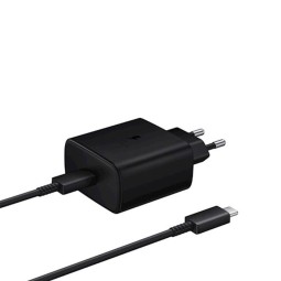 Charger USB-C: Cable 1m + Adapter 1xUSB-C, up to 45W, QuickCharge: Samsung 45W PD - Black