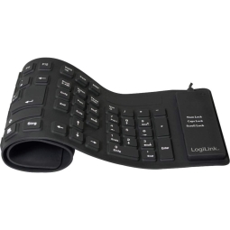 USB+PS2 klaviatuur Logilink Flexible Waterproof ID0019A - DE - Must