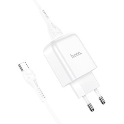 Charger USB-C: Cable 1m + Adapter 1xUSB, up to 2.1A: Hoco N2 - White