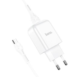 Зарядка Micro USB: Кабель 1m + Адаптер 1xUSB, до 2.1A: Hoco N2 - Белый