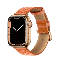 Strap for watch Apple Watch 42-49mm - Leather: Hoco Elegant - Orange