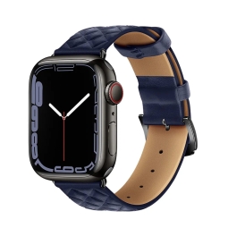 Strap for watch Apple Watch 42-49mm - Leather: Hoco Elegant - Dark Blue
