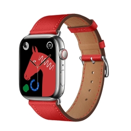 Strap for watch Apple Watch 42-49mm - Leather: Hoco Elegant -  Red