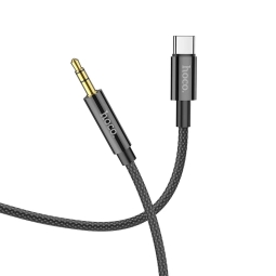 Кабель: 1m, USB-C - Audio-jack, AUX, 3.5mm: Hoco UPA19 - Чёрный