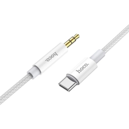 Cable: 1m, USB-C - Audio-jack, AUX, 3.5mm: Hoco UPA19 -  Silver