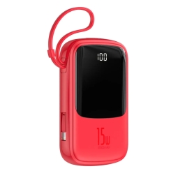 10000mAh Power bank, up to 15W (5V 3A), Lightning cable: Baseus Qpow -  Red