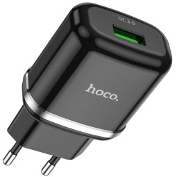 Charger 1xUSB, up to 18W, QuickCharge: Hoco N3 - Black