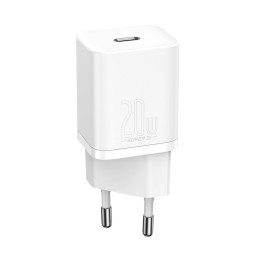 Charger 1xUSB-C, up to 20W, QuickCharge: Baseus Super Si - White