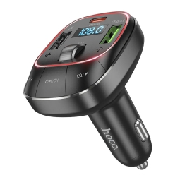 FM transmitter (USB, Bluetooth 5.0), car charger: 1xUSB-C, 1xUSB, up to 45W: Hoco E76 - Black