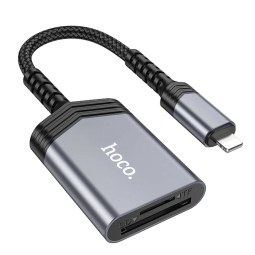 Card reader Lightning - SD, micro SD: Hoco Ua25 - Gray