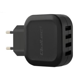 Зарядка 4xUSB до 24W (USB до 5V 2.4A): Qoltec 50192 - Чёрный