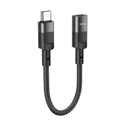0.1m, Lightning, female - USB-C, male, adapter: Hoco U107 - Black