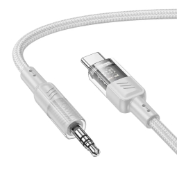 Cable: 1.2m, USB-C - Audio-jack, AUX, 3.5mm: Hoco UPA27 - Gray