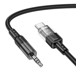 Кабель: 1.2m, USB-C - Audio-jack, AUX, 3.5mm: Hoco UPA27 - Чёрный